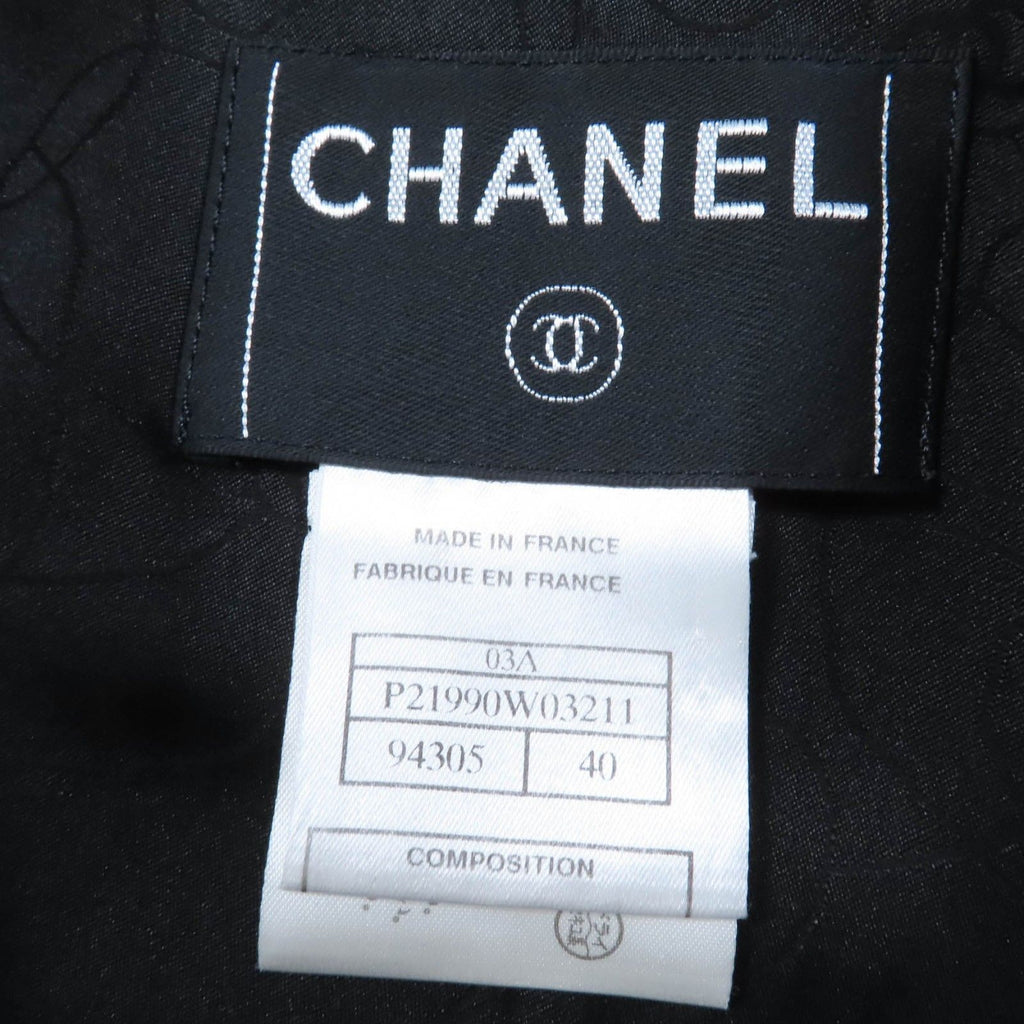 CHANEL 03A Wool & Silk Coco Mark Pyramid Button Jacket – Black Size 40