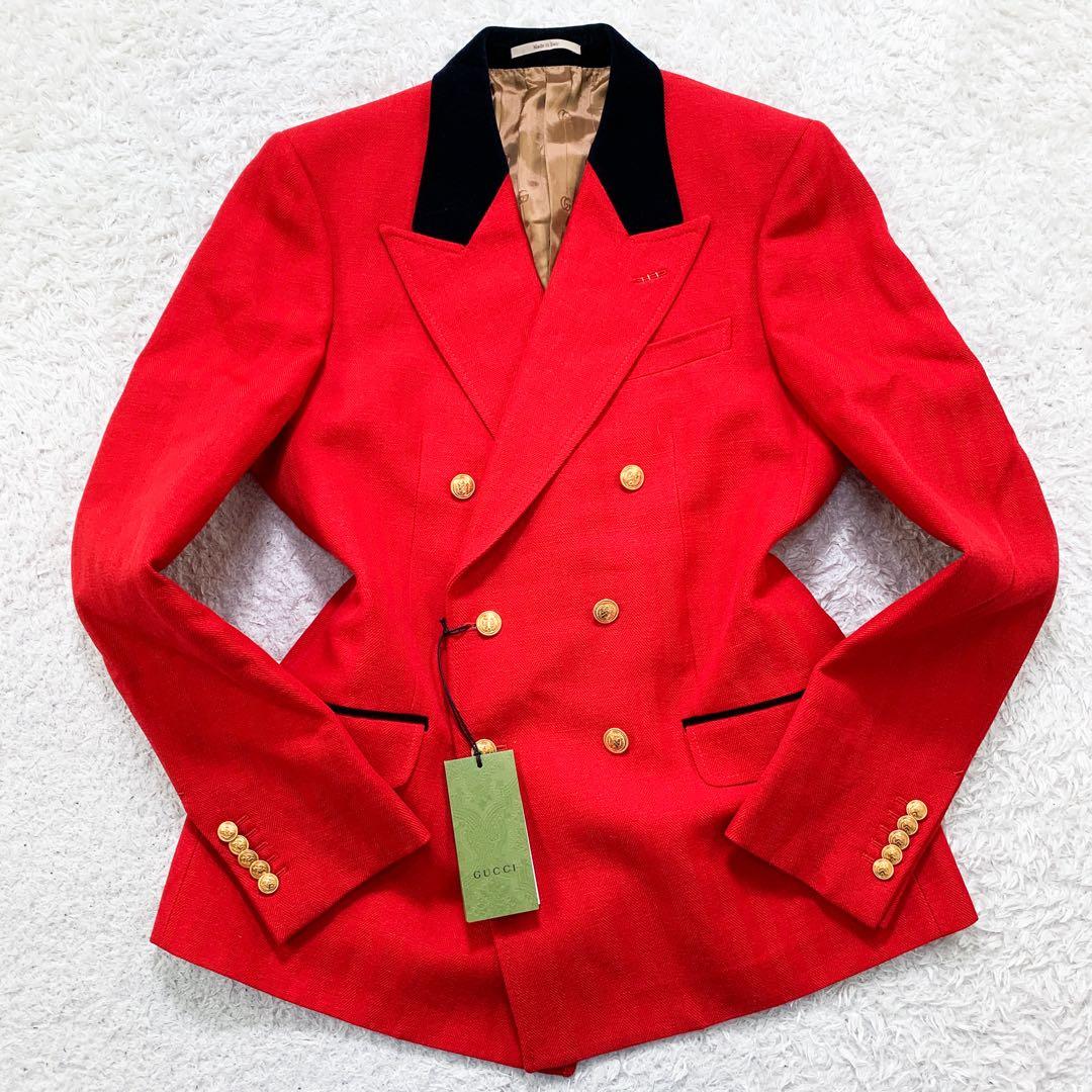 新品未使用 GUCCI ヘリンボーン ダブルブレスト GGボタン テーラードジャケット サイズ50 (2XL)