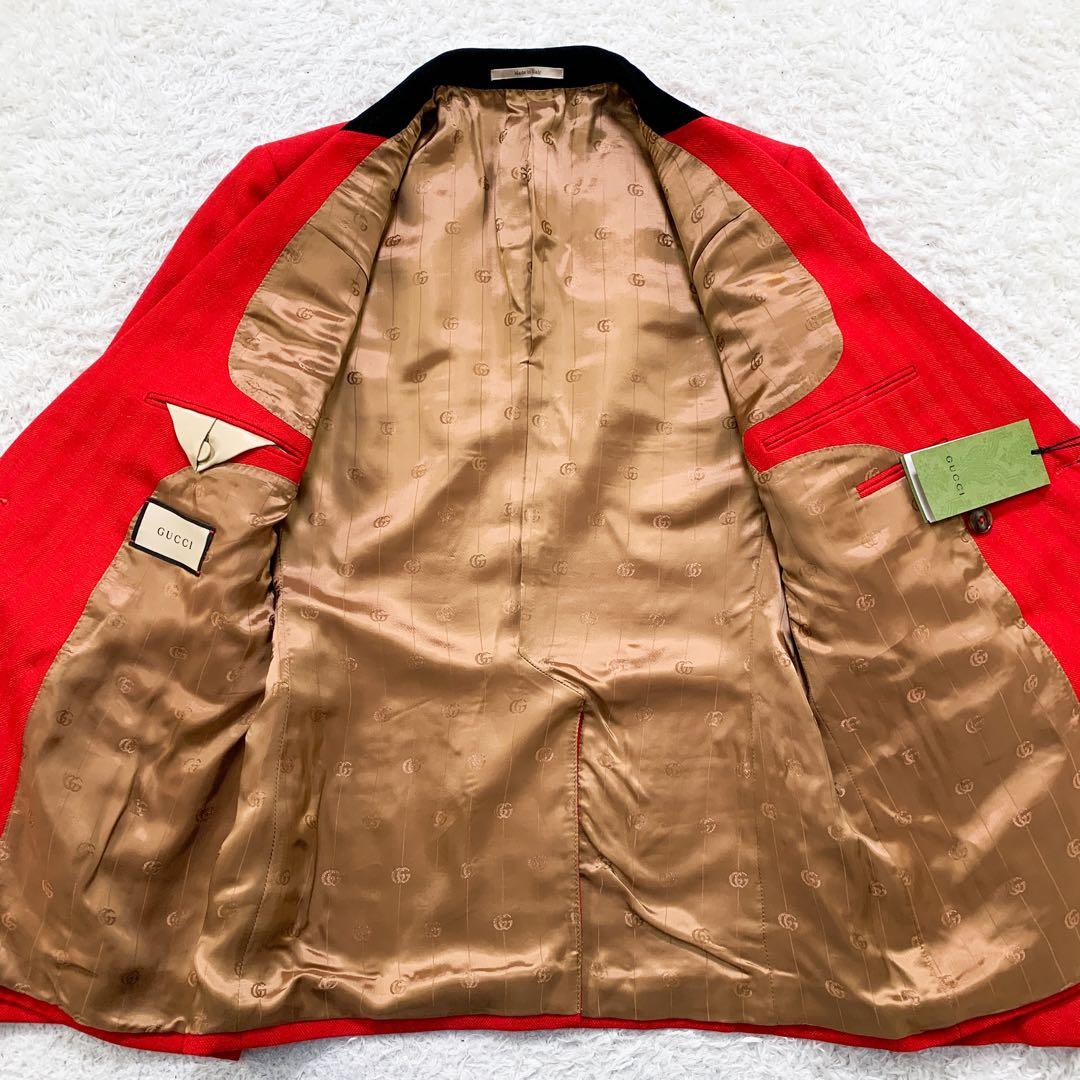 新品未使用 GUCCI ヘリンボーン ダブルブレスト GGボタン テーラードジャケット サイズ50 (2XL)