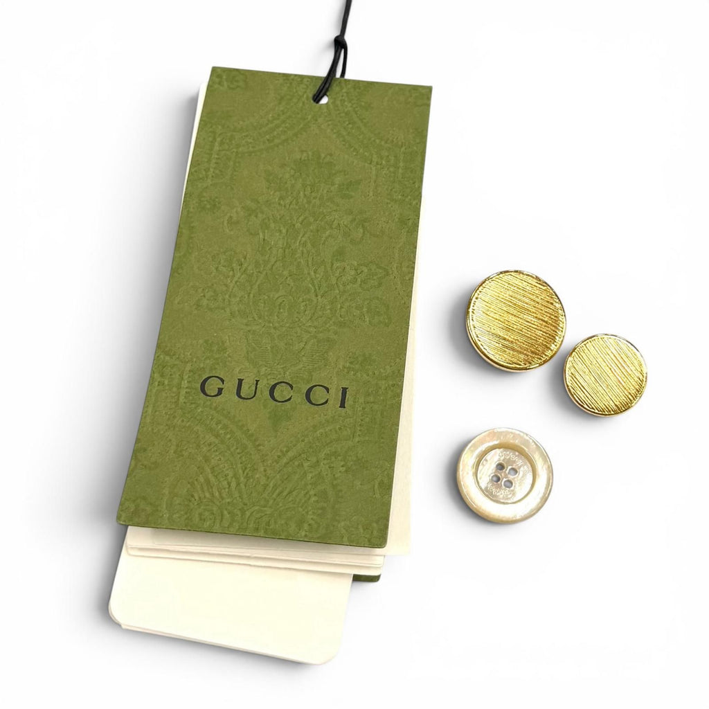 GUCCI Silk Blend All-Over Logo Lip Print Double Breasted Jacket 740422 Blue Women's Size 38