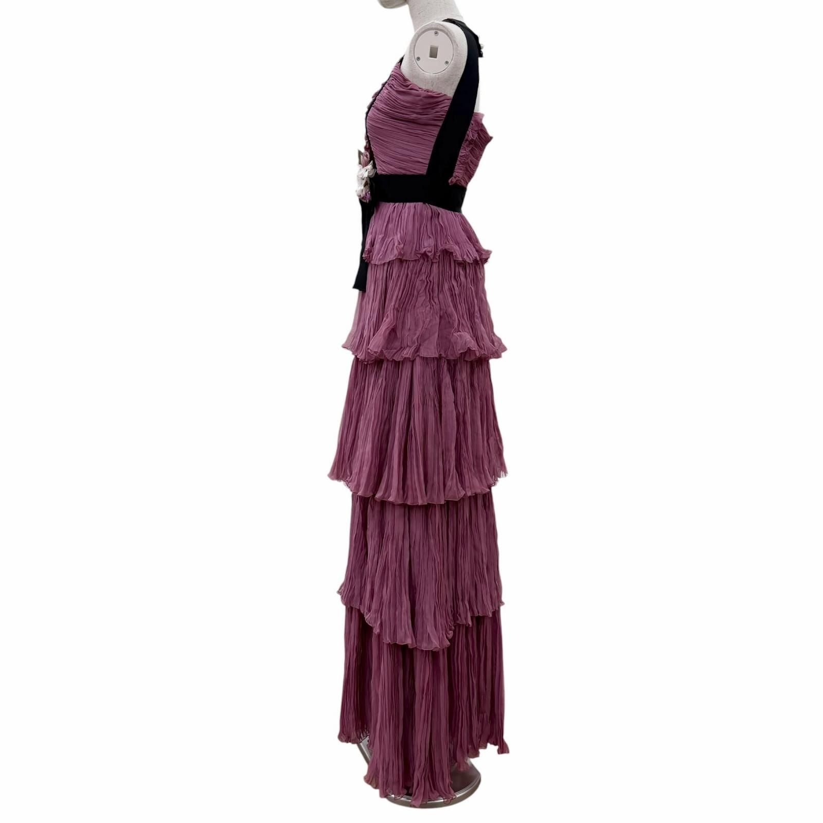 GUCCI Silk 100% Dress 407152 Pink with Brooch Women's Size 34