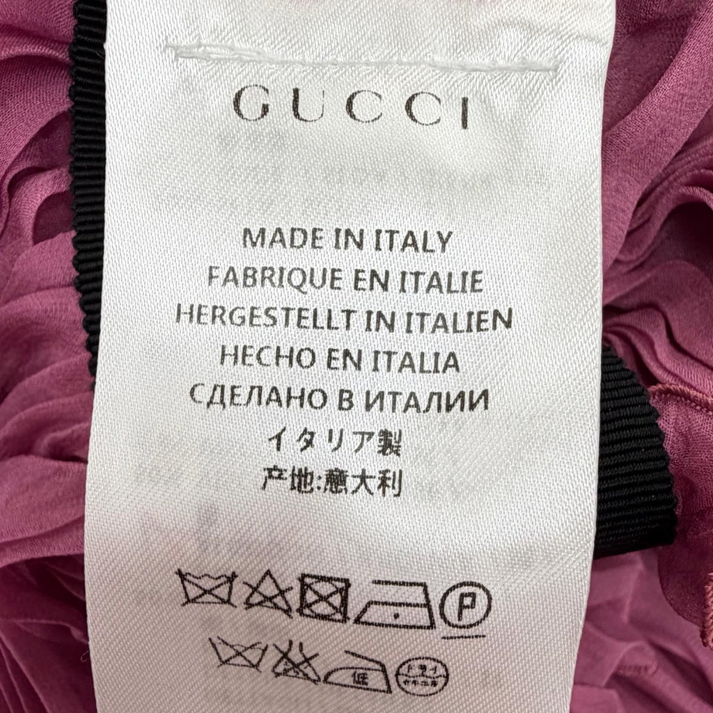 GUCCI Silk 100% Dress 407152 Pink with Brooch Women's Size 34
