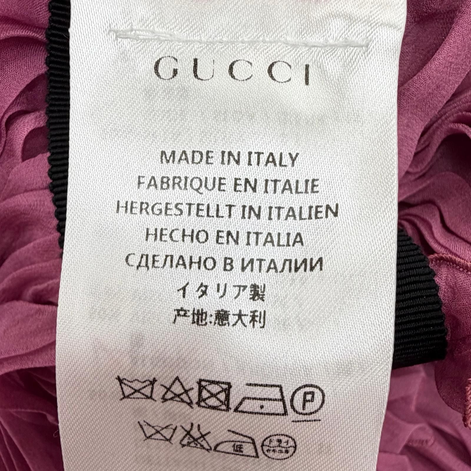 GUCCI Silk 100% Dress 407152 Pink with Brooch Women's Size 34