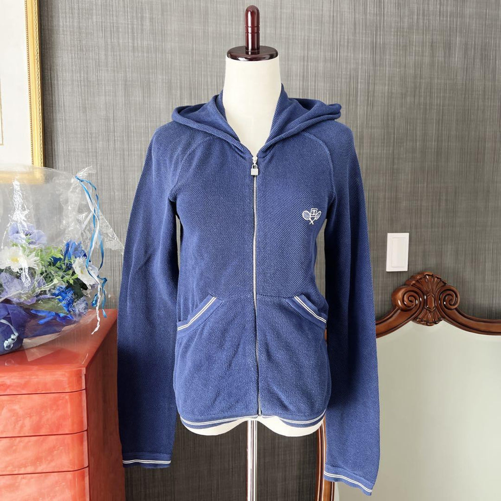 CHANEL Navy Cotton Tennis Hoodie Size 38 – Excellent Condition