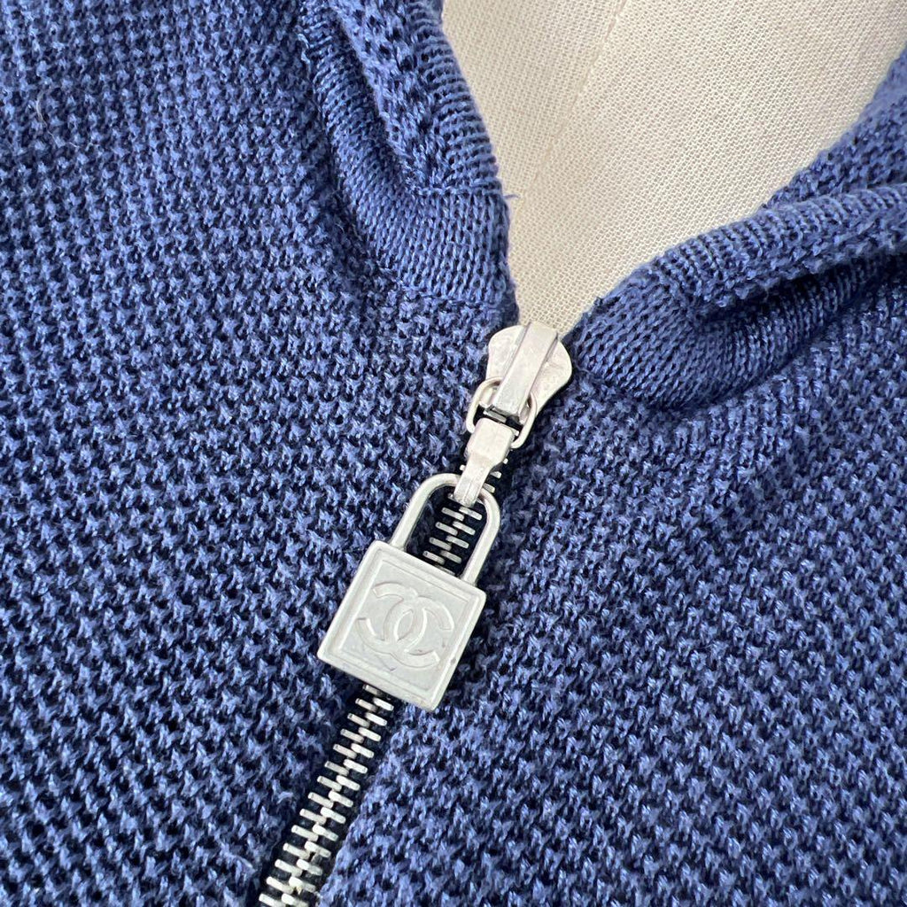 CHANEL Navy Cotton Tennis Hoodie Size 38 – Excellent Condition