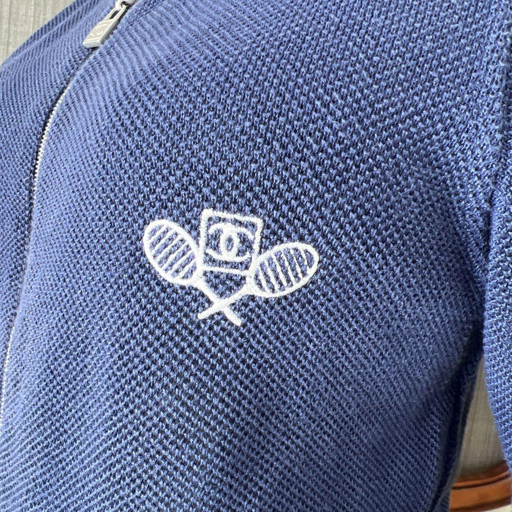 CHANEL Navy Cotton Tennis Hoodie Size 38 – Excellent Condition