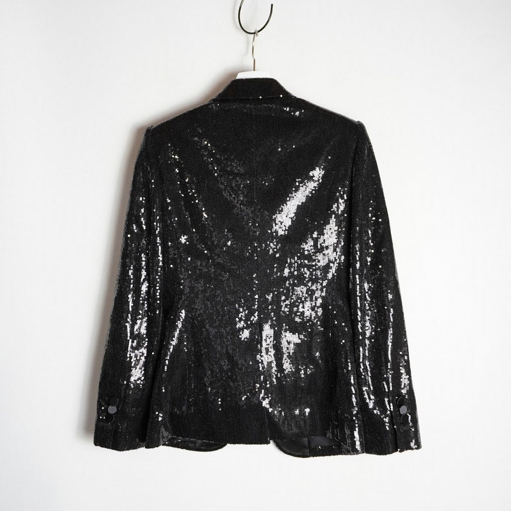 DSQUARED2 19SS Sequin Tuxedo Smoking Tailored Jacket Black Size 40
