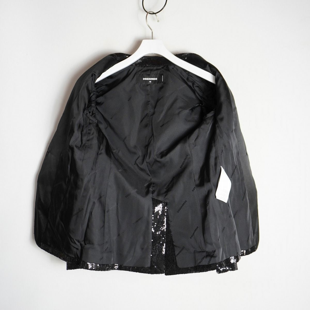 DSQUARED2 19SS Sequin Tuxedo Smoking Tailored Jacket Black Size 40