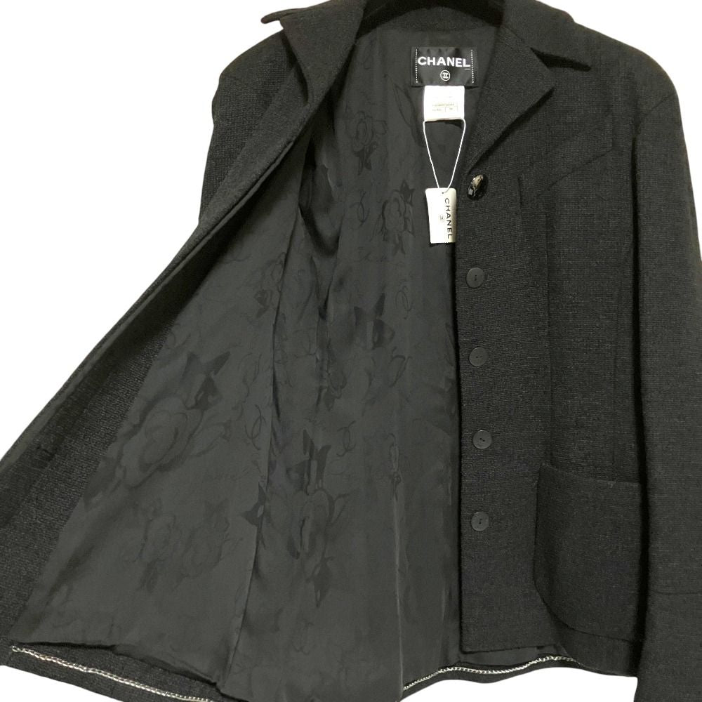 CHANEL Single Tweed Jacket Black Size 38