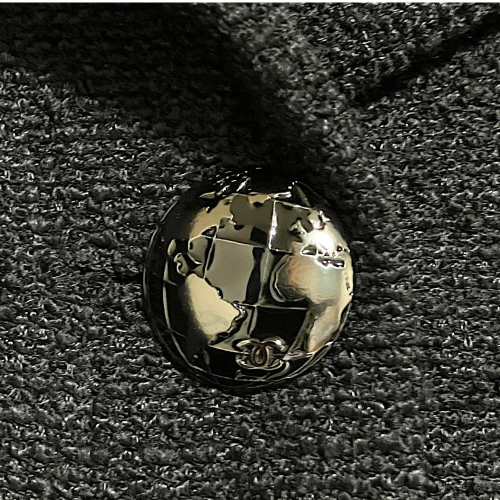 CHANEL Single Tweed Jacket Black Size 38