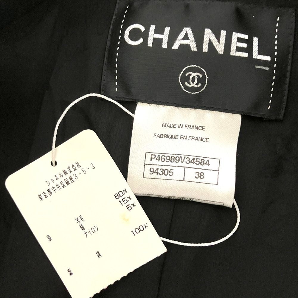 CHANEL Single Tweed Jacket Black Size 38