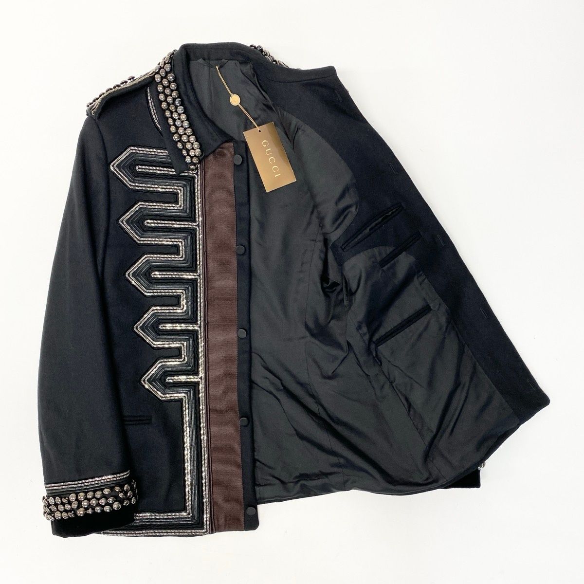 GUCCI 2008AW Runway Studded Chain Napoleon Hussar Jacket Size 44