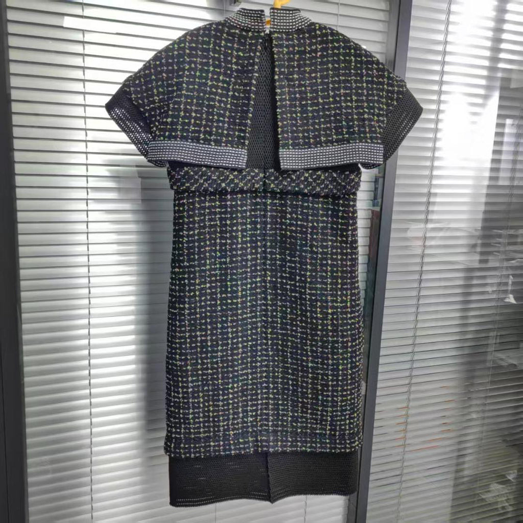 CHANEL Tweed Short Sleeve Knee-Length Dress Size 36 - Good Condition