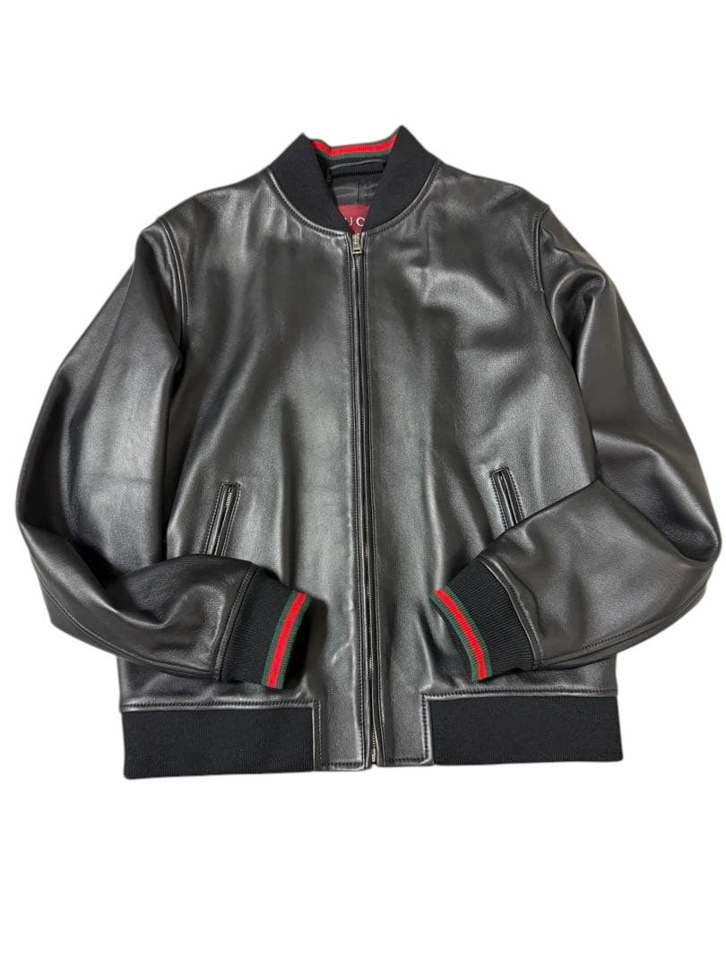 GUCCI 25AW Leather Bomber Jacket Size 48
