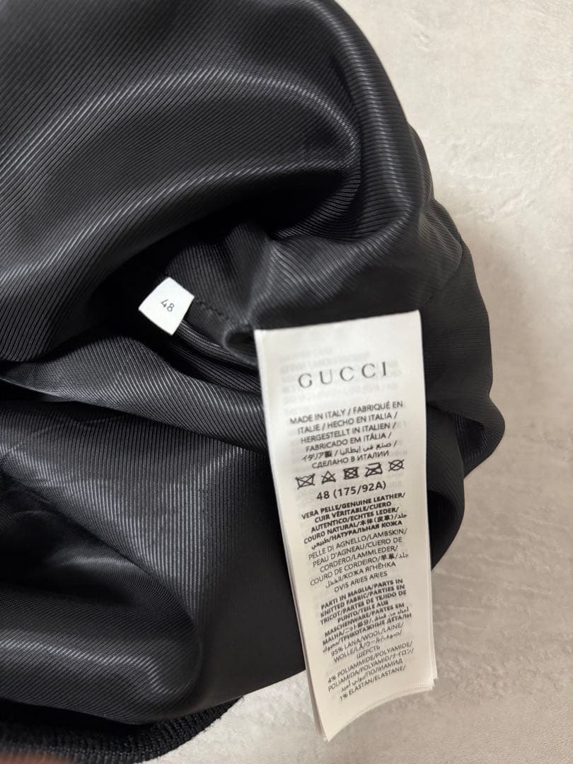GUCCI 25AW Leather Bomber Jacket Size 48
