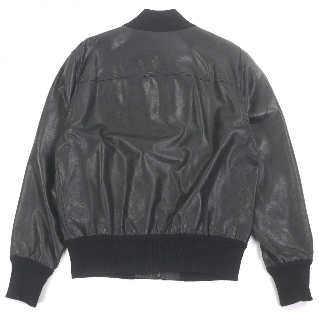 GUCCI GG Gold Button Lambskin Wool Bomber Riders Jacket Black Size 48