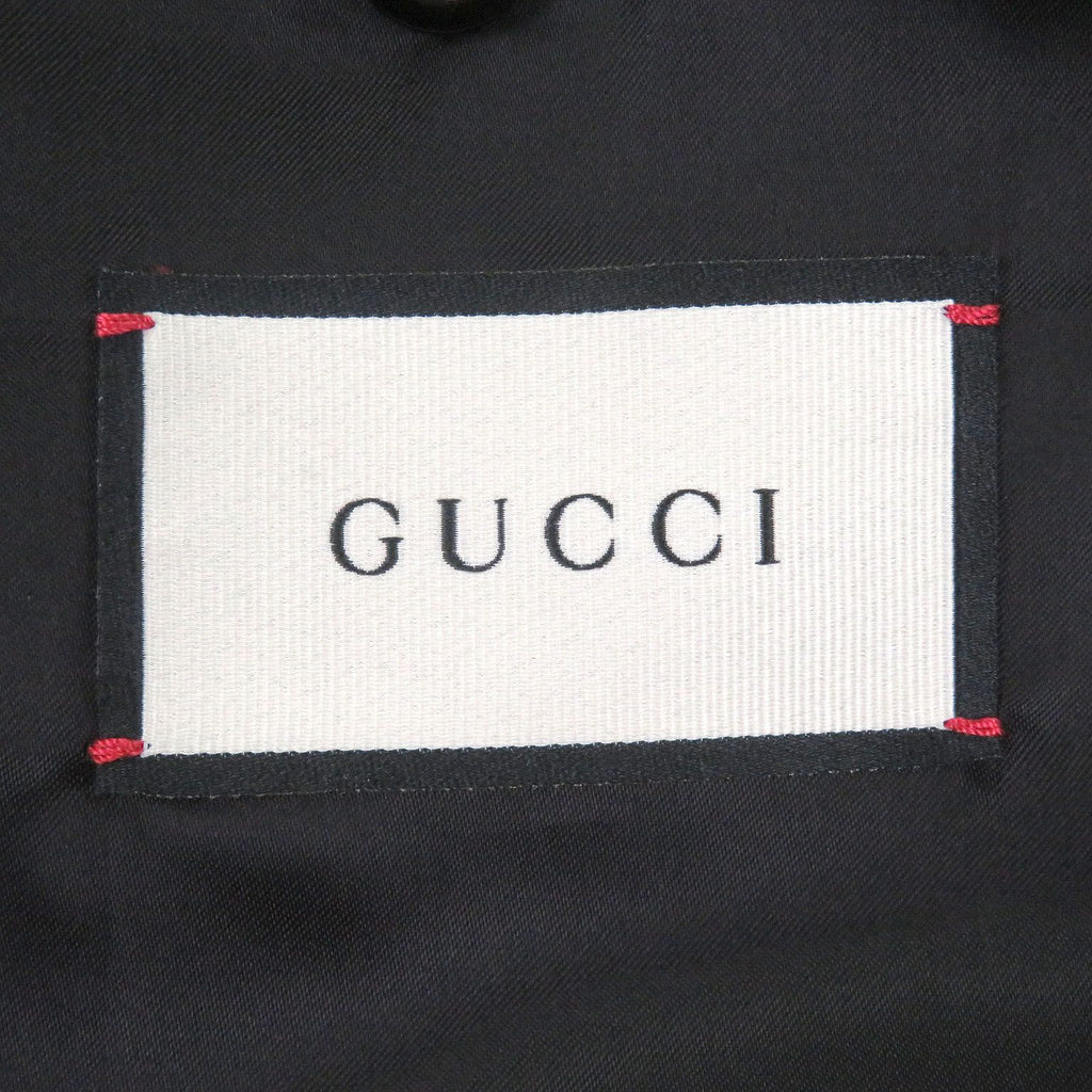 GUCCI GG Gold Button Lambskin Wool Bomber Riders Jacket Black Size 48