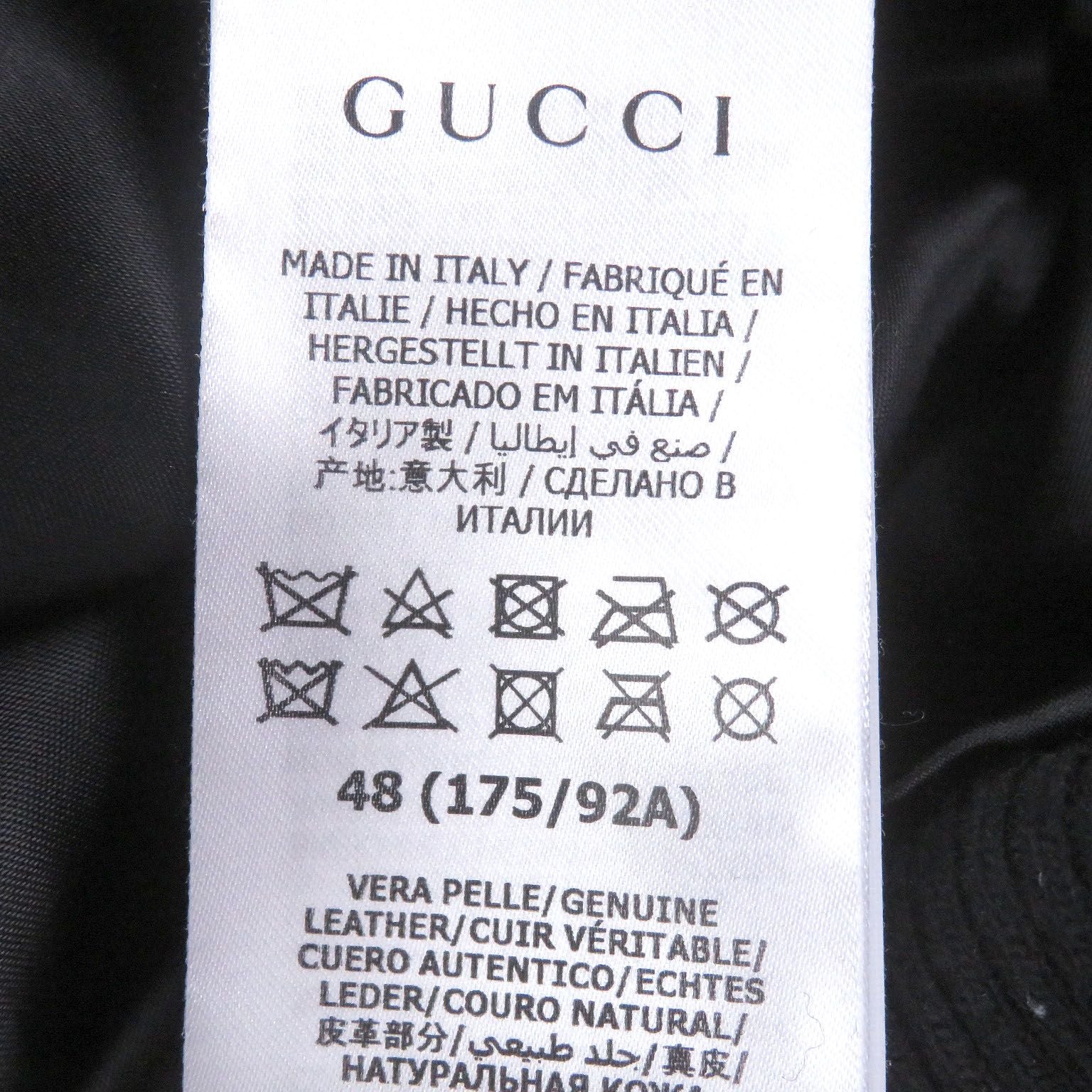 GUCCI GG Gold Button Lambskin Wool Bomber Riders Jacket Black Size 48