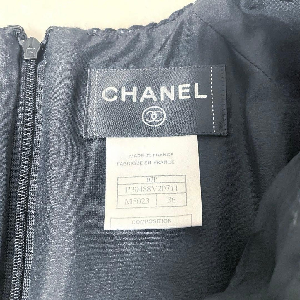 CHANEL Tweed Black Dress Size 36 - Good Condition