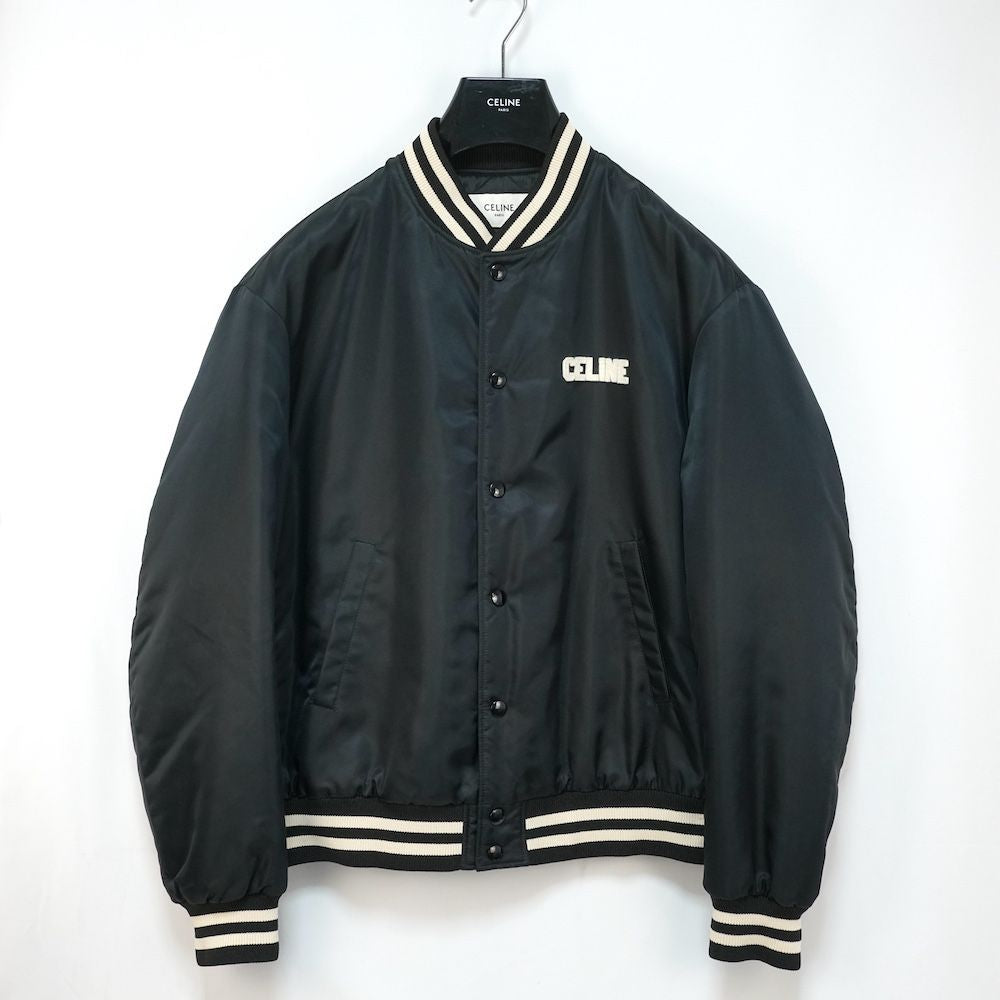 CELINE 2024AW 2W22C227R Loose Teddy Nylon Blouson Black Size 44 - Good Condition
