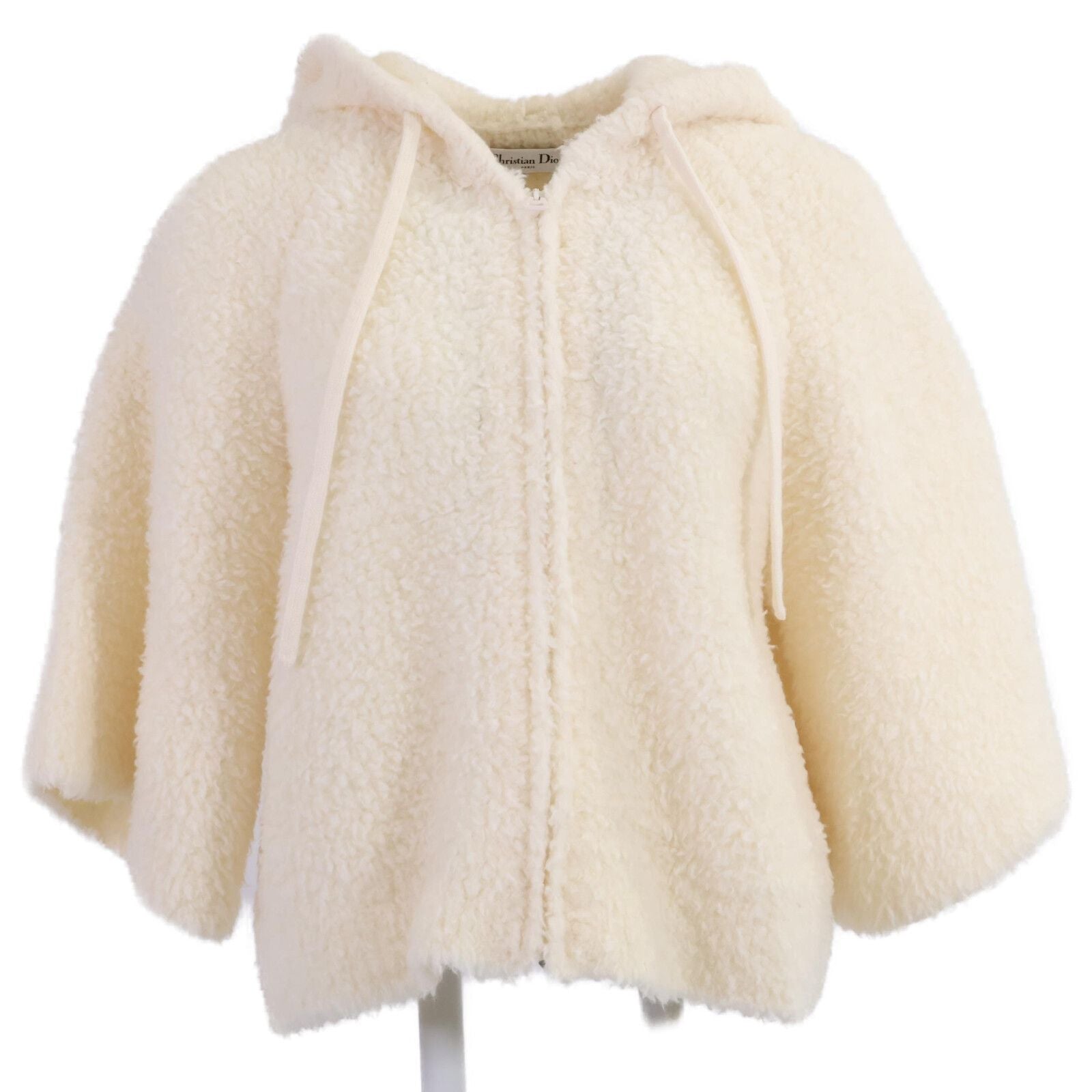Christian Dior J'ADIOR 8 Wool Zip-Up Hooded Boa Jacket Size 34