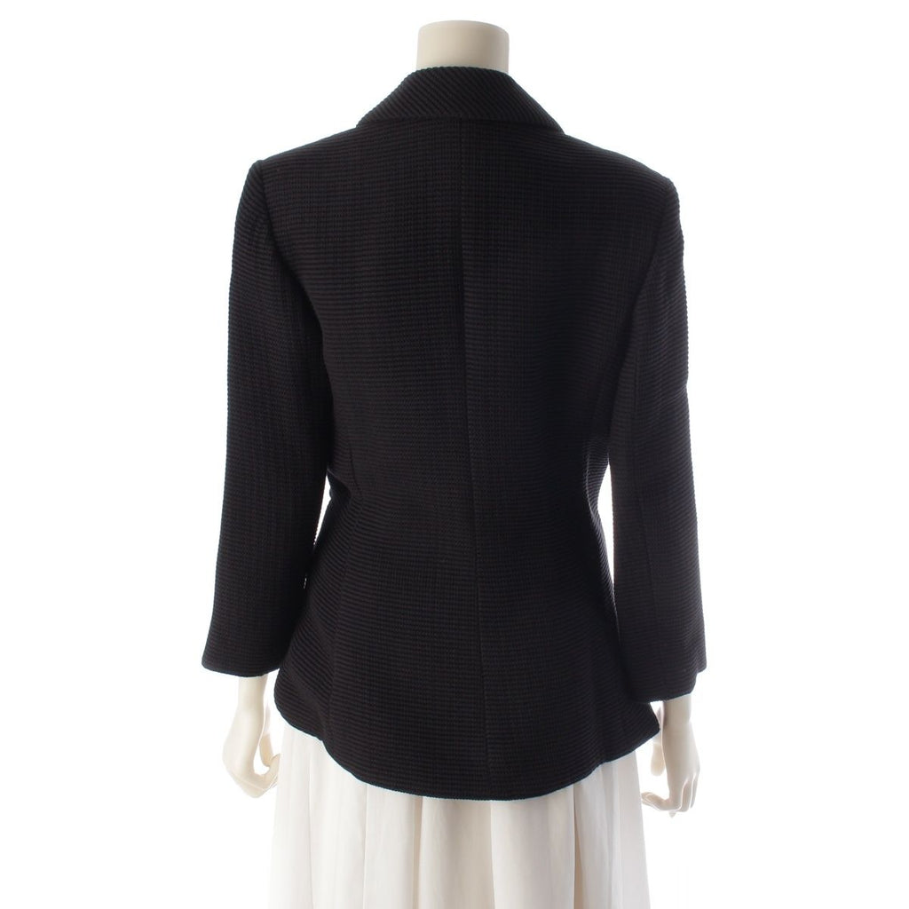 CHANEL CC Mark Pearl Button Belt Tailored Jacket Black Size 36