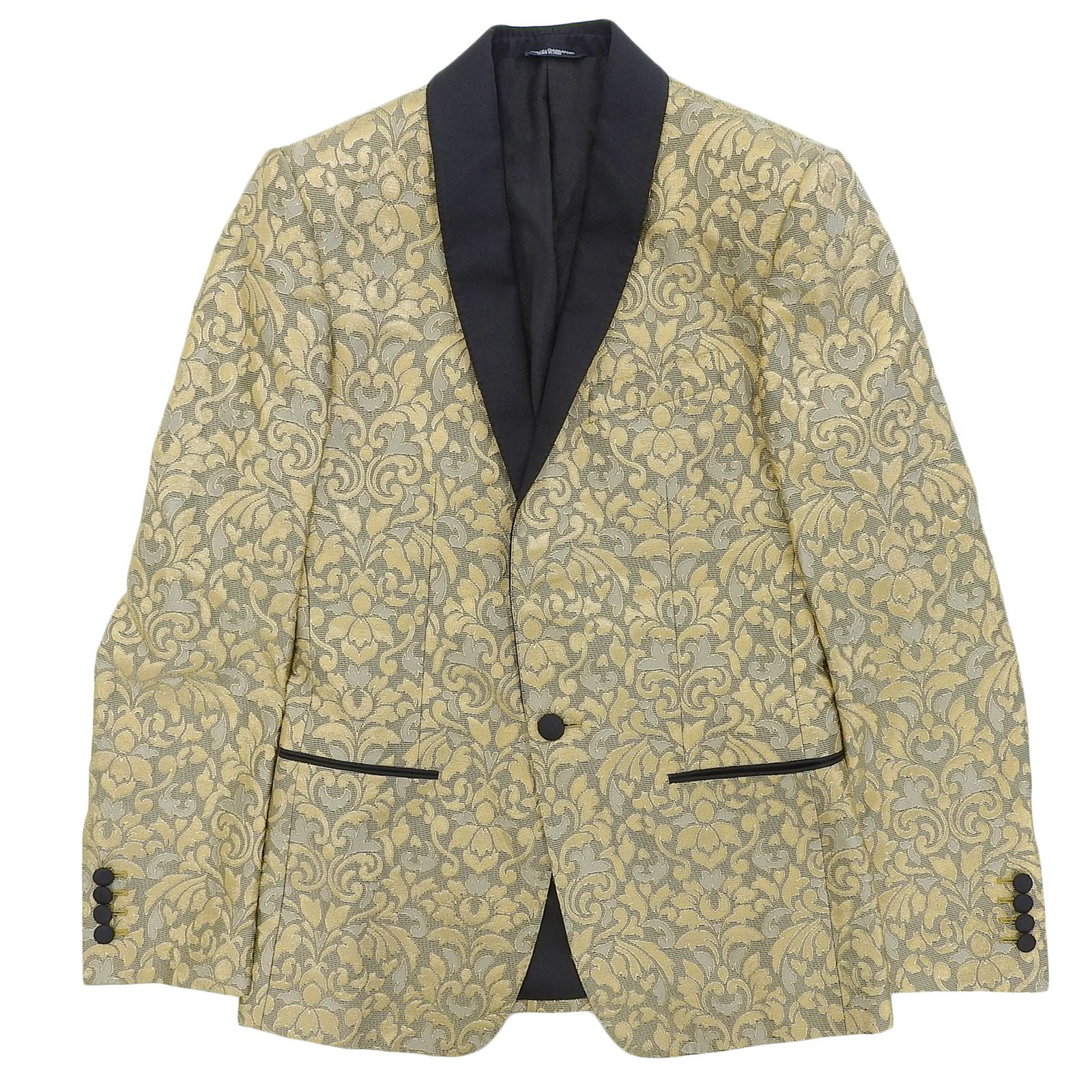 DOLCE & GABBANA MARTINI Silk Blend Jacquard All-Over Tailored Jacket Black Gold Size 44 - Near Mint