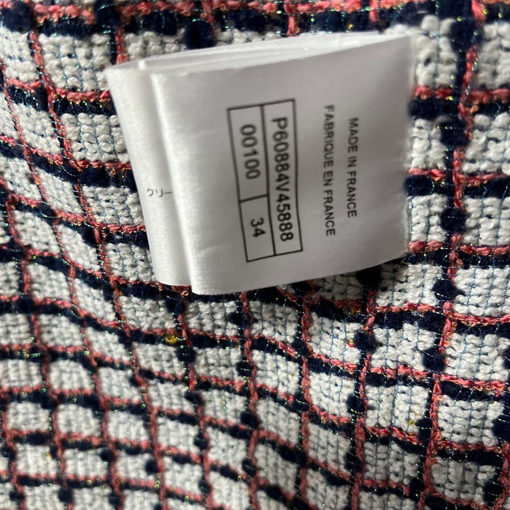 CHANEL No-Collar Jacket White Size 34