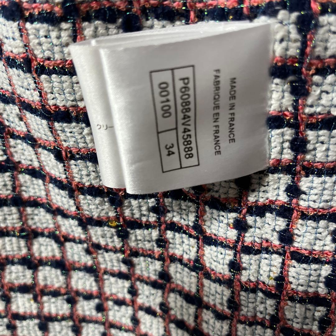 CHANEL No-Collar Jacket White Size 34