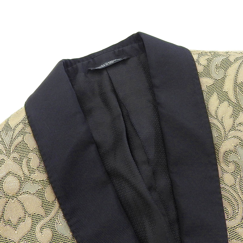 DOLCE & GABBANA MARTINI Silk Blend Jacquard All-Over Tailored Jacket Black Gold Size 44 - Near Mint