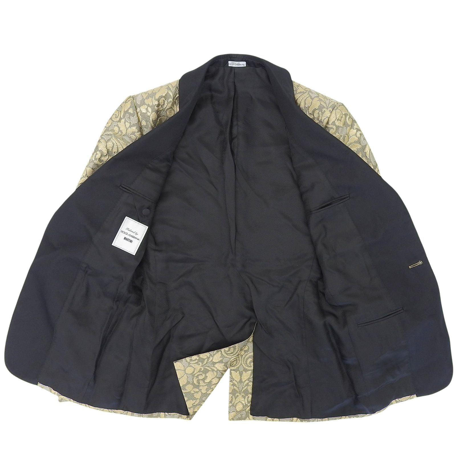 DOLCE & GABBANA MARTINI Silk Blend Jacquard All-Over Tailored Jacket Black Gold Size 44 - Near Mint