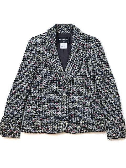 CHANEL 10A Mix Tweed CC Metal Button Jacket Size 34 - Good Condition