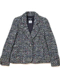 CHANEL 10A Mix Tweed CC Metal Button Jacket Size 34 - Good Condition