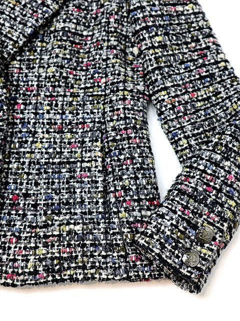 CHANEL 10A Mix Tweed CC Metal Button Jacket Size 34 - Good Condition
