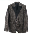 CELINE Satin Lapel Lamé Tuxedo Jacket Black Gold Size 50