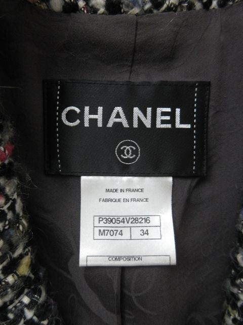 CHANEL 10A Mix Tweed CC Metal Button Jacket Size 34 - Good Condition