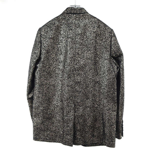 CELINE Satin Lapel Lamé Tuxedo Jacket Black Gold Size 50