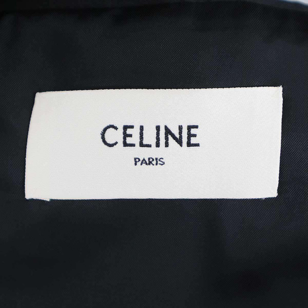CELINE Satin Lapel Lamé Tuxedo Jacket Black Gold Size 50