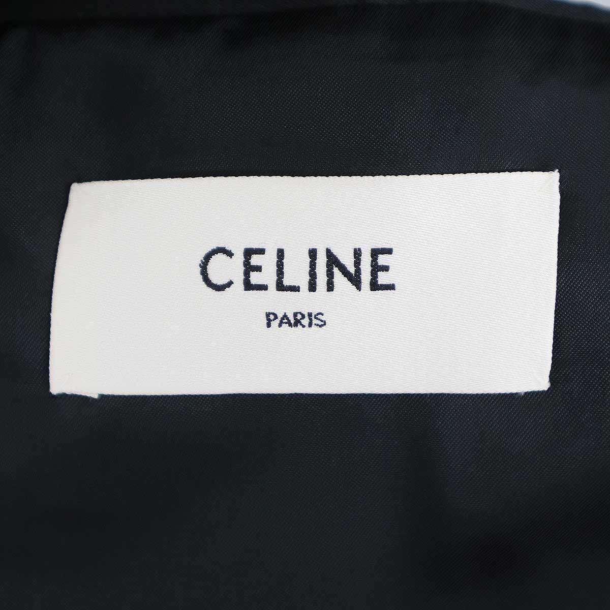 CELINE Satin Lapel Lamé Tuxedo Jacket Black Gold Size 50
