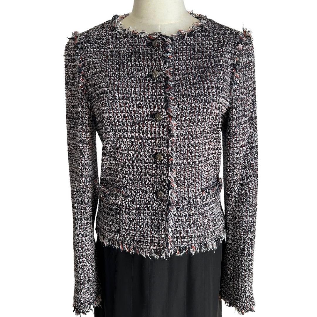 CHANEL 04P Tweed Jacket Black Size 36 - Good Condition