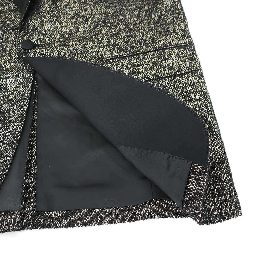 CELINE Satin Lapel Lamé Tuxedo Jacket Black Gold Size 50