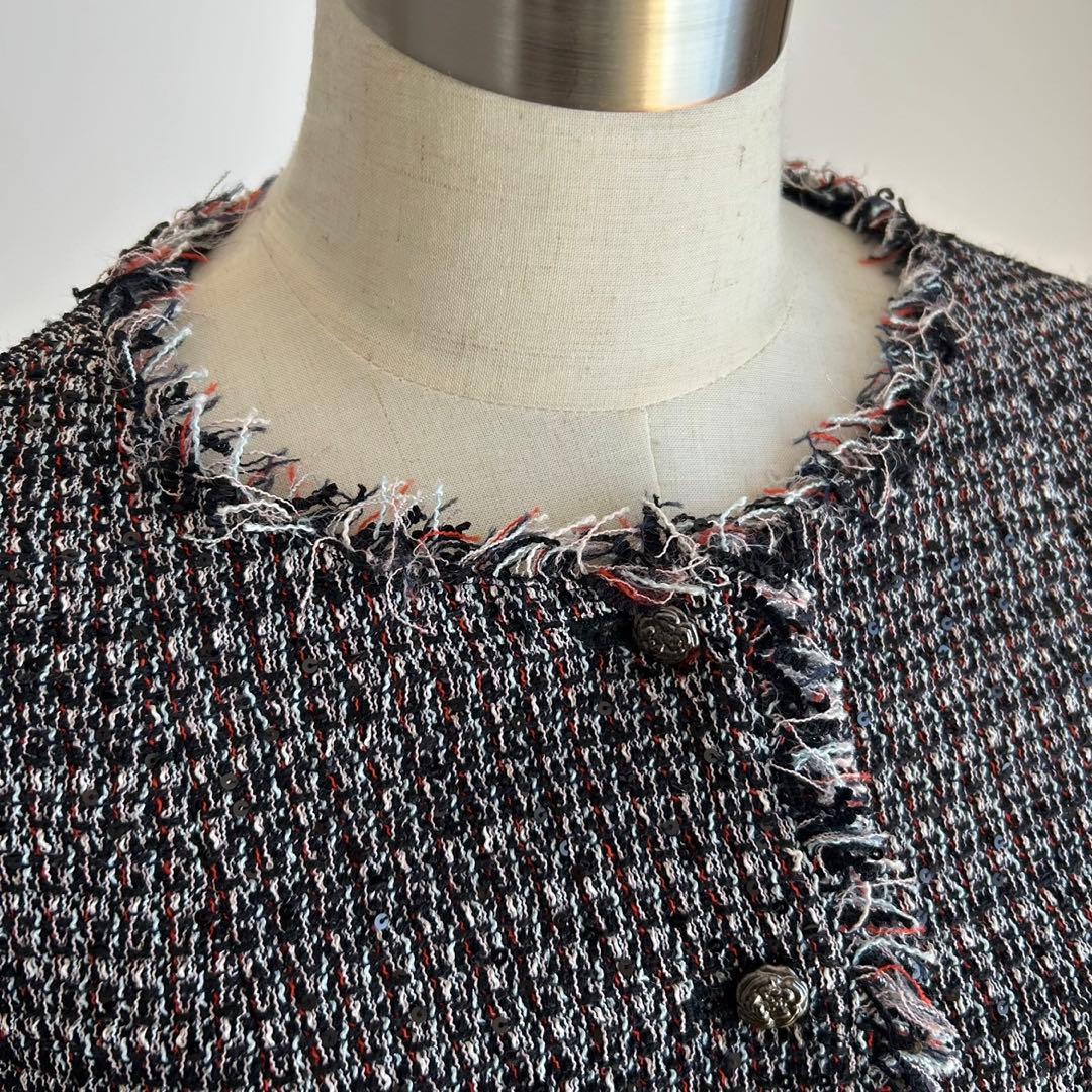CHANEL 04P Tweed Jacket Black Size 36 - Good Condition