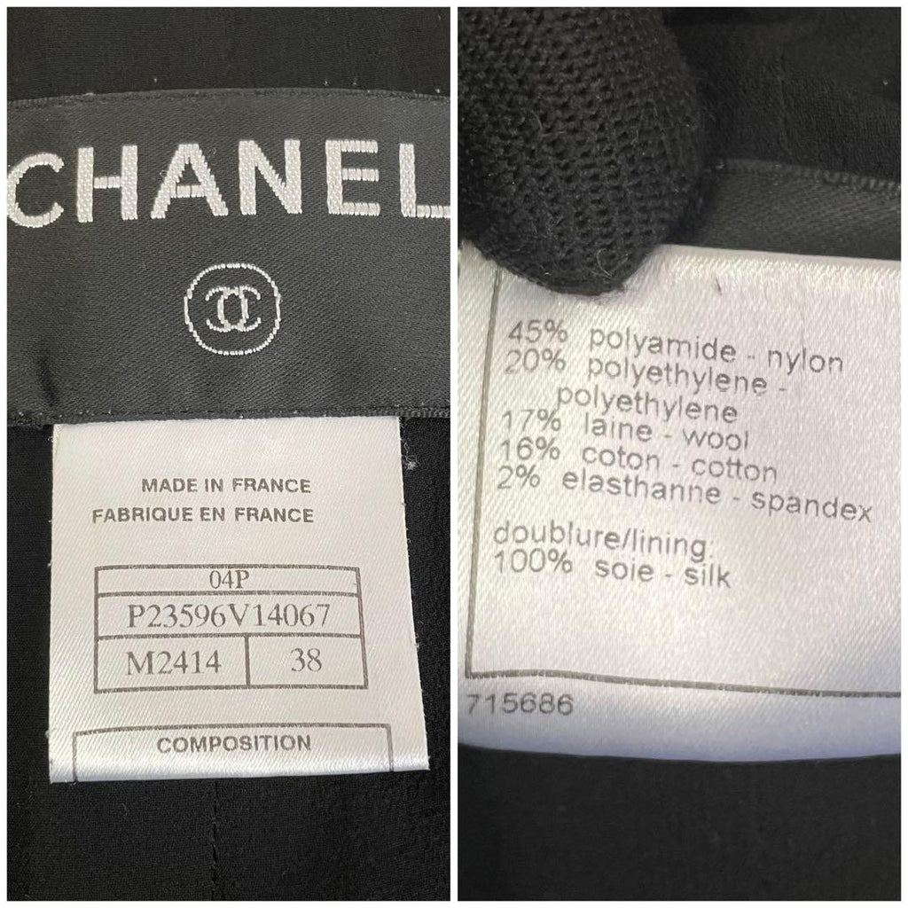 CHANEL 04P Tweed Fringe Jacket Black Red Size 38 - Good Condition