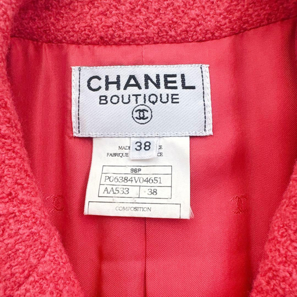 Vintage CHANEL 96P Tweed Long Coat Pink
