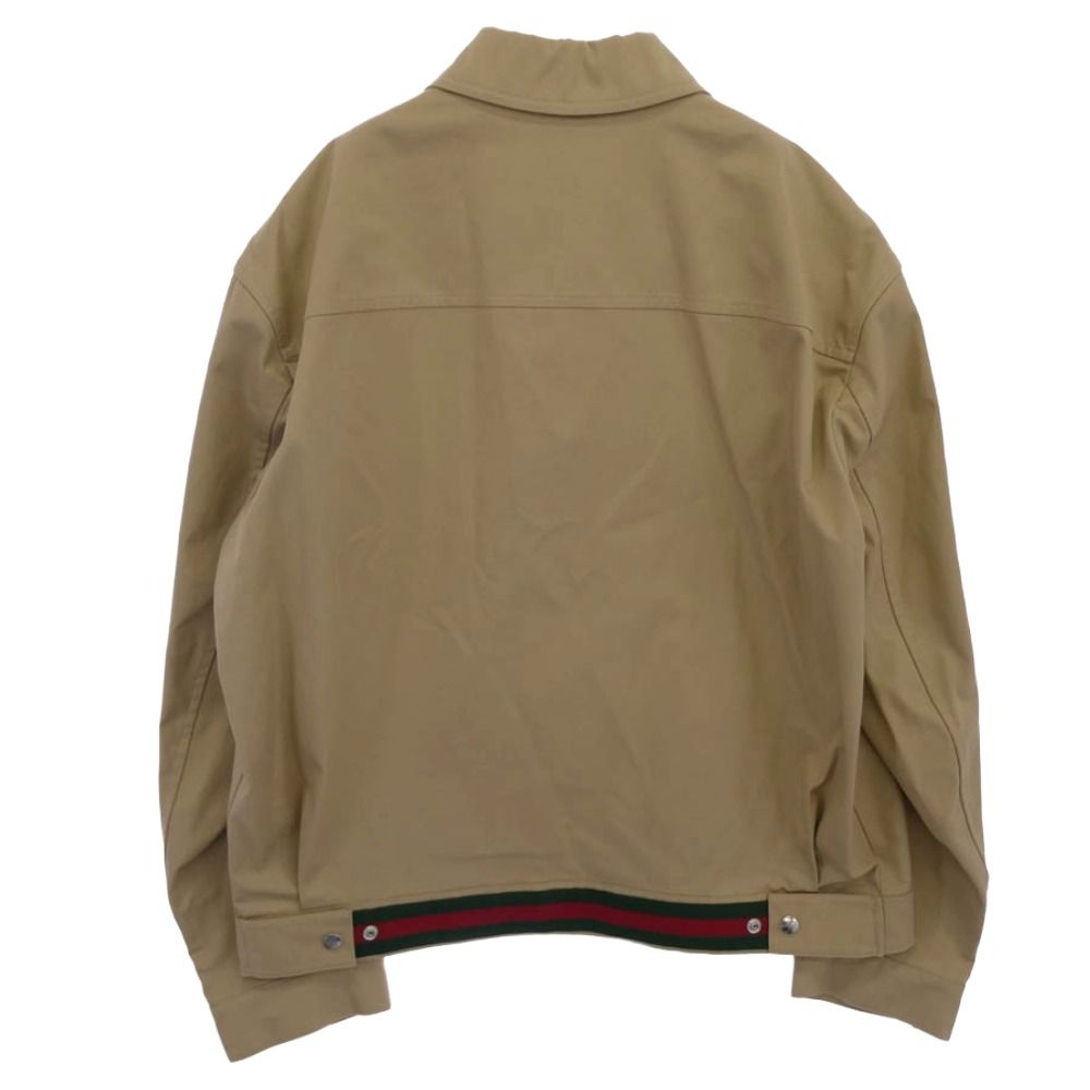 GUCCI 784180ZAQP32901 Web Stripe Cotton Twill Jacket Beige Size 52 - Like New