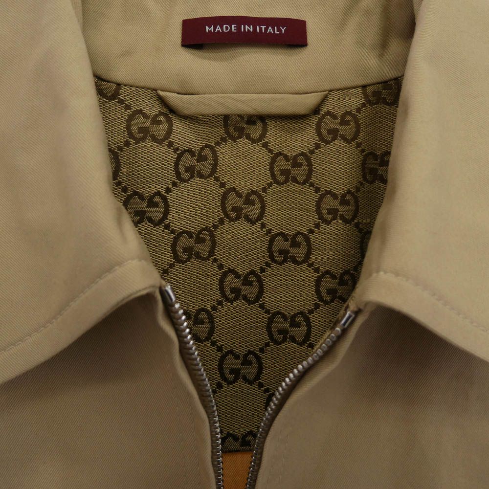 GUCCI 784180ZAQP32901 Web Stripe Cotton Twill Jacket Beige Size 52 - Like New