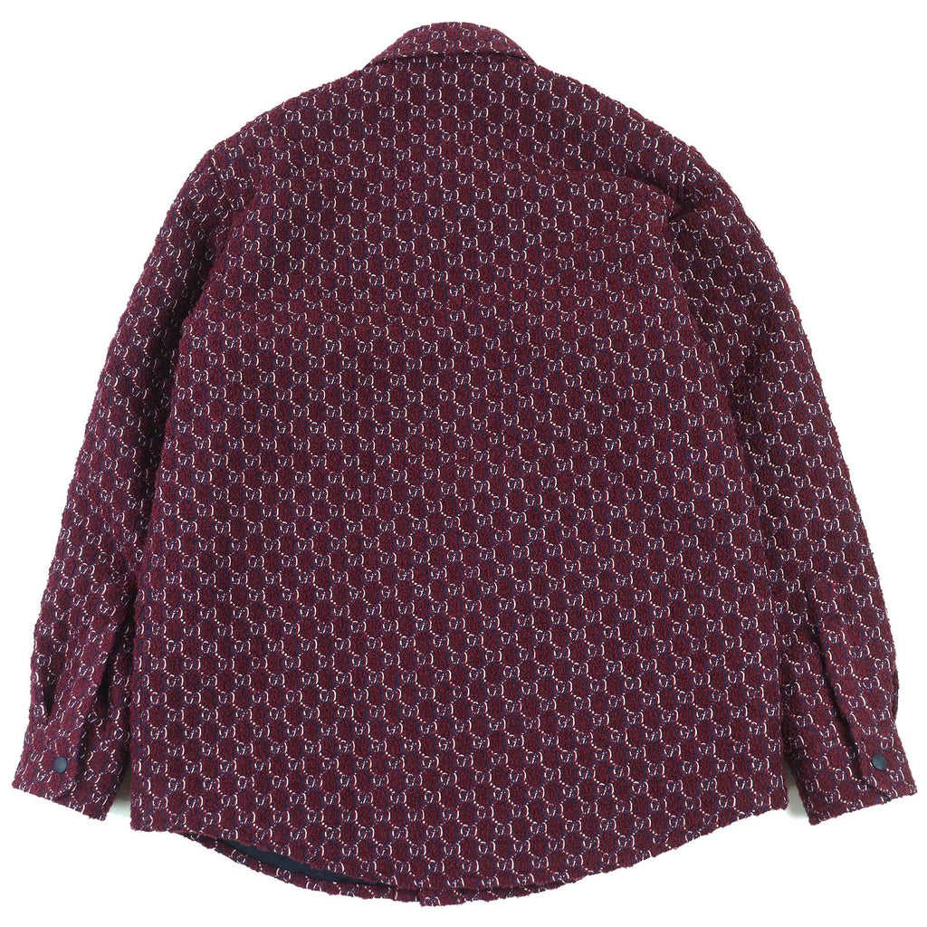 GUCCI 24AW 787904 ウール Gジャカード 長袖 パデッドシャツジャケット ワインレッド サイズ48 - 未使用品