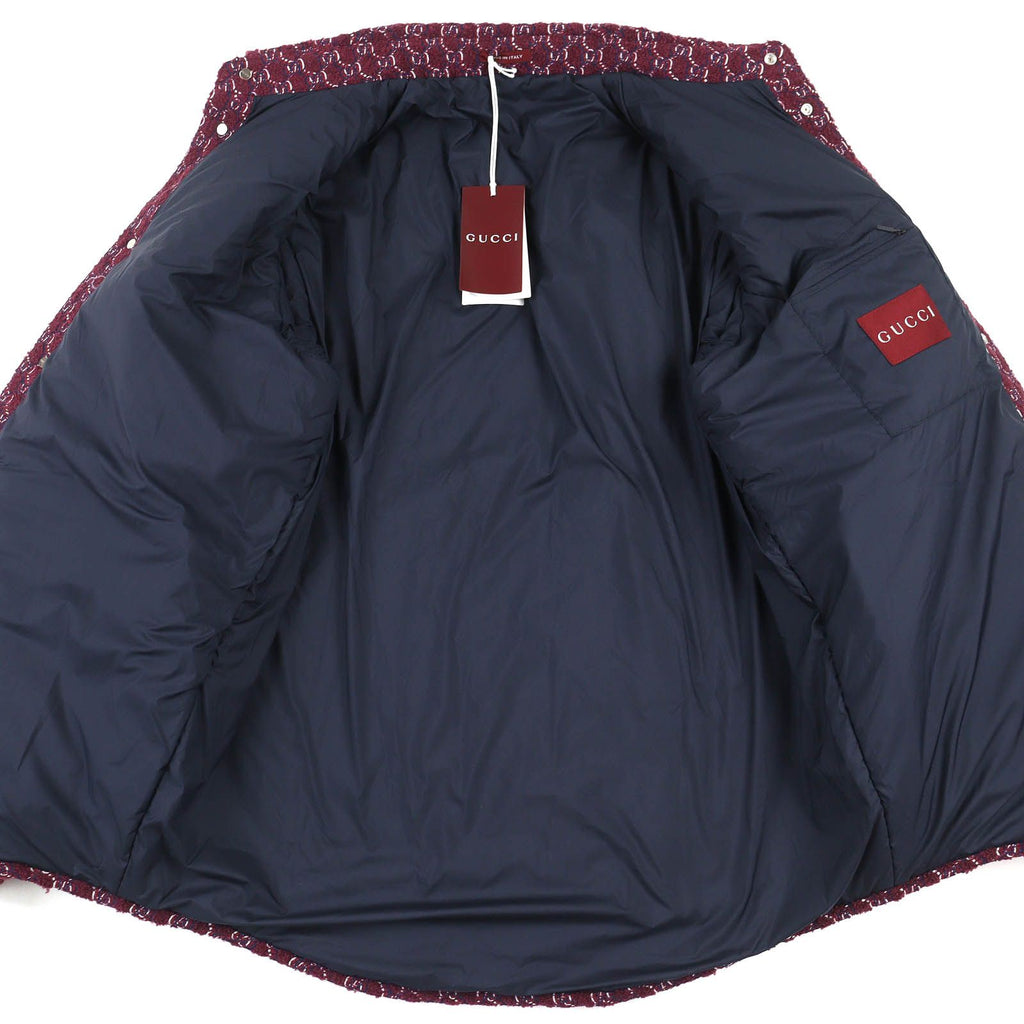 GUCCI 24AW 787904 ウール Gジャカード 長袖 パデッドシャツジャケット ワインレッド サイズ48 - 未使用品