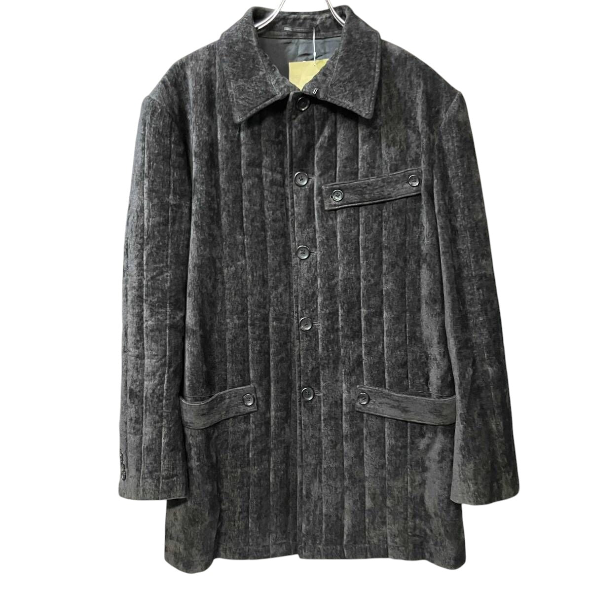 Yohji Yamamoto POUR HOMME 25AW Linen Velvet Tab Detail Padded Jacket Black Size 2