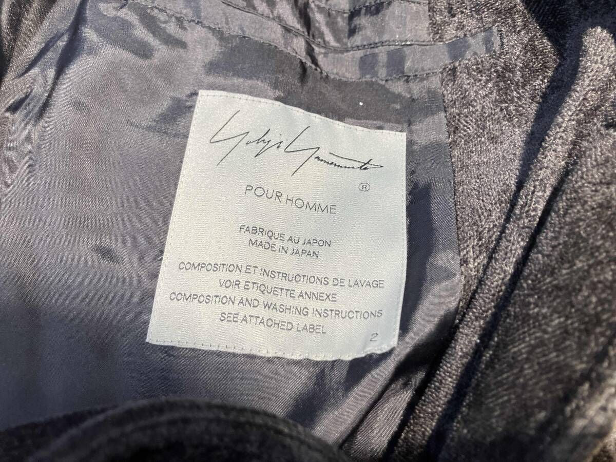 Yohji Yamamoto POUR HOMME 25AW Linen Velvet Tab Detail Padded Jacket Black Size 2